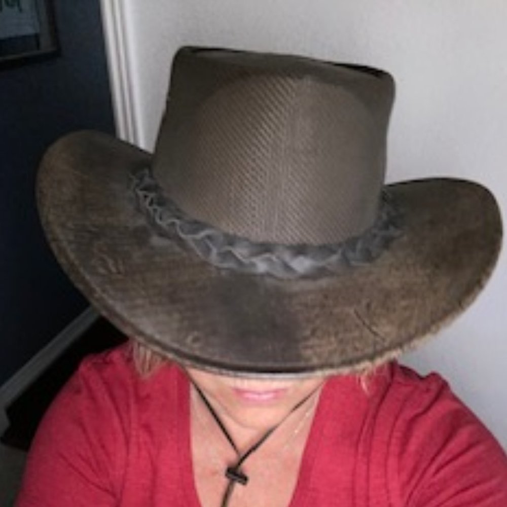 Koolaroo Stonewash Mesh Aussie Kangaroo Leather Bush Hat - Picture 2 of 10